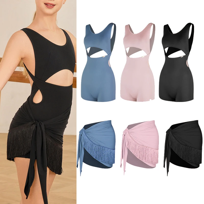 

ZYM Latin Dance Competition Clothing For Girls Bodysuit Wrapped Around Skirt Practice Suit Kids Chacha Latin Costumes DQS19106