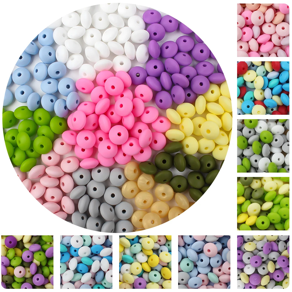 20/50/100Pcs 12MM Silicone Beads Lentil Beads For Jewelry Making DIY Bracelets Necklaces Keychain Jewelry Accessories Wholesale