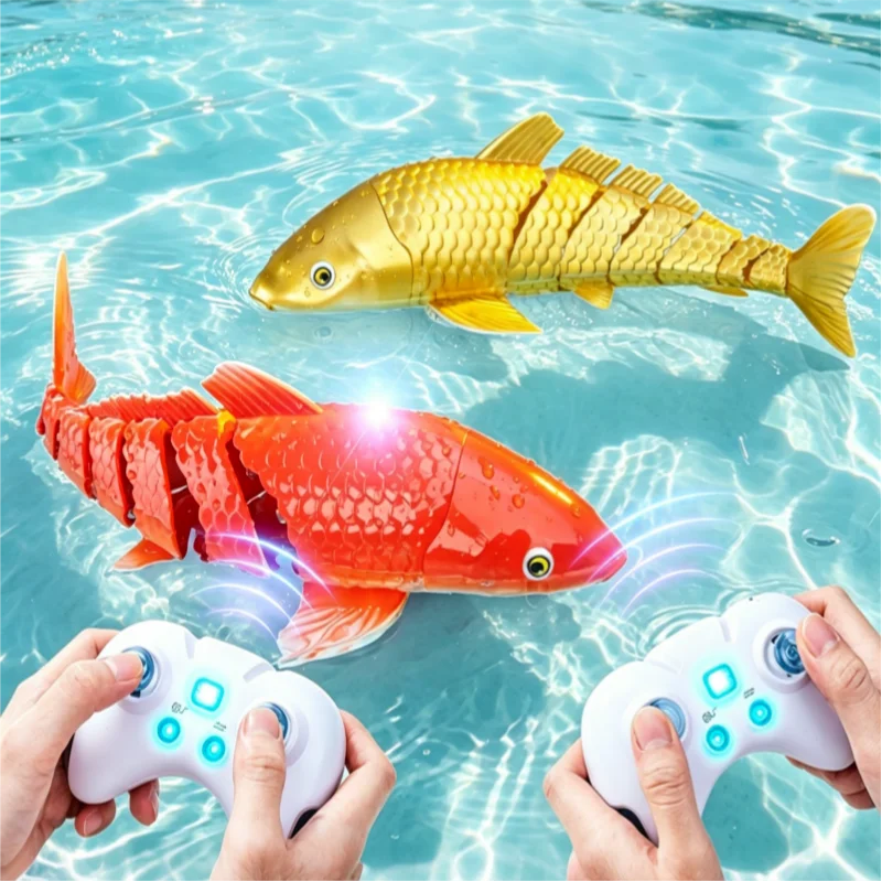 

2.4G RC Goldfish Dual Motor Remote Control Fish Simulation Electric Swimming Animal Outdoor Pool Waterproof Toy Kid Boy Gifts