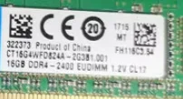 

For CT16G4WFD824A 16G 2RX8 PC4-2400T pure ECC server
