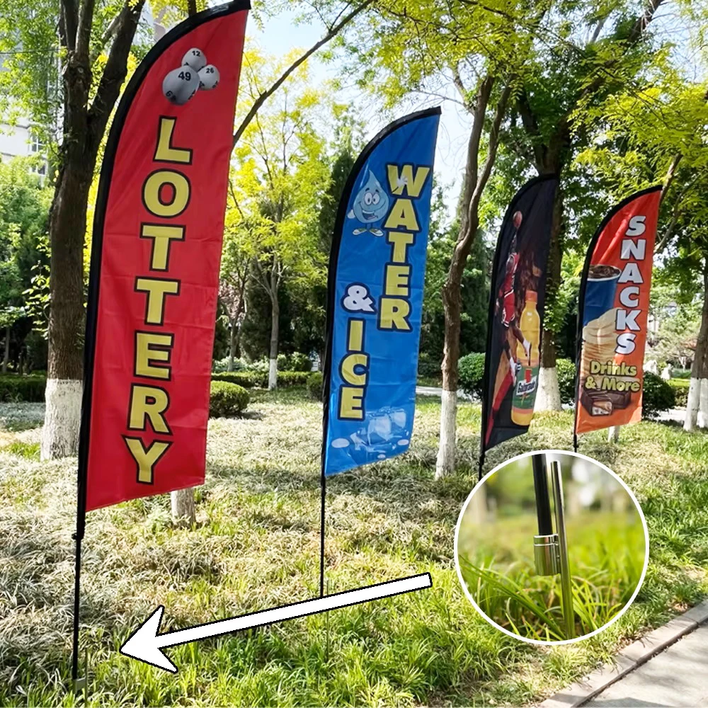 Custom Feather Flag with Poles or Base Accessories for Business Advertising Beach Banner Outdoor Decoration with Ground Stakes