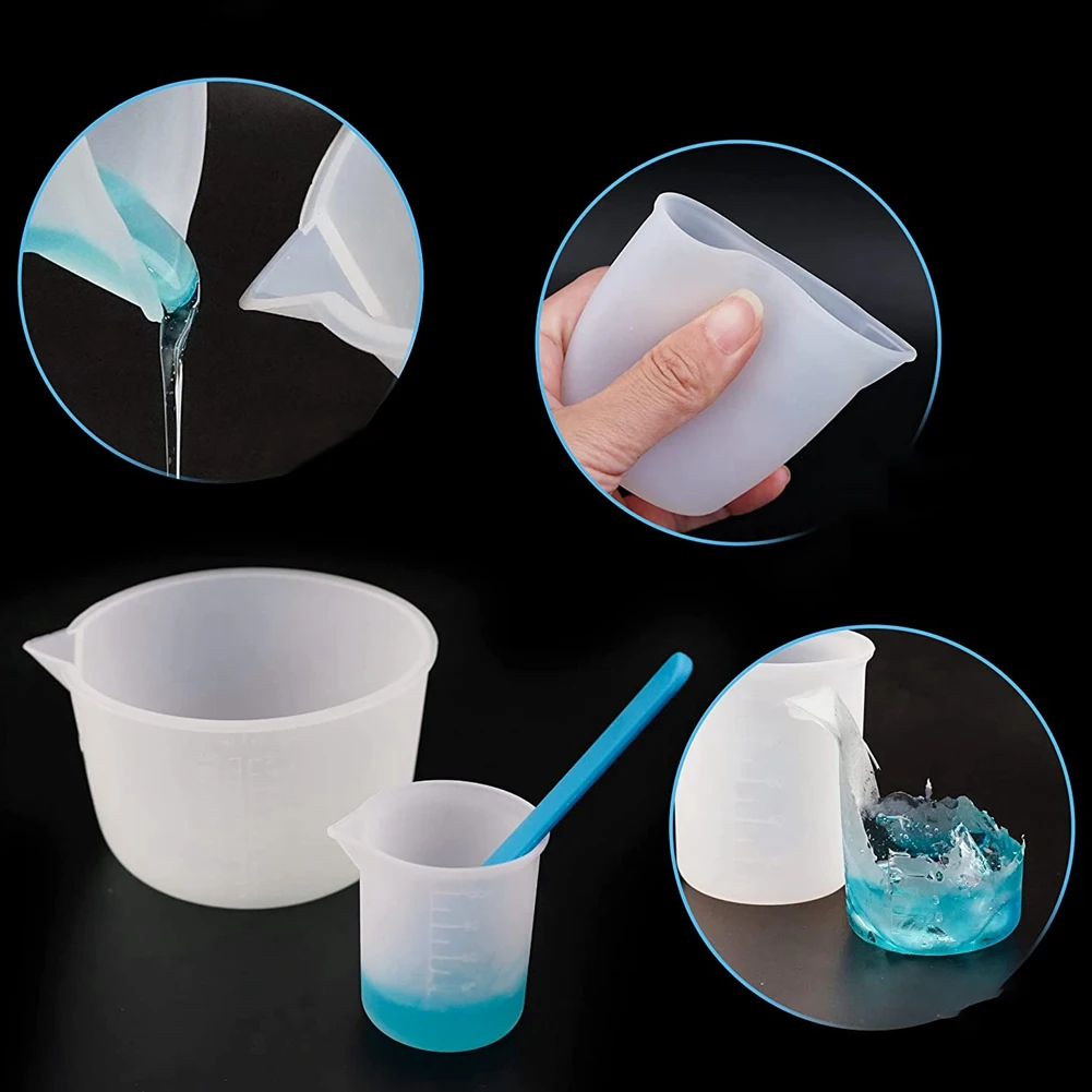 

H-W 600Ml/20Oz Resin Mixing Cups, 2 Piece 100Ml Measuring Cups, Silicone Stirring Stick, Epoxy Mixing Kit