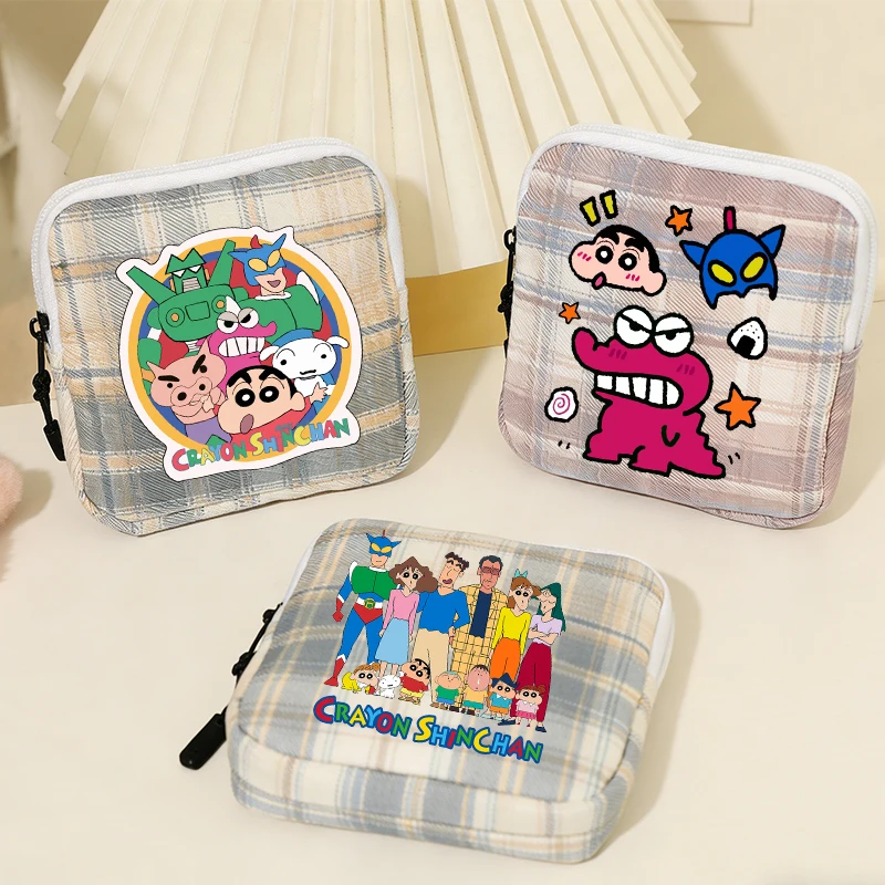 Crayon Shin-chan Women Tampon Storage Bag Girl Sanitary Pad Pouch Napkin Cosmetic Bags Cute Mini Makeup Pouch Small Coin Purse