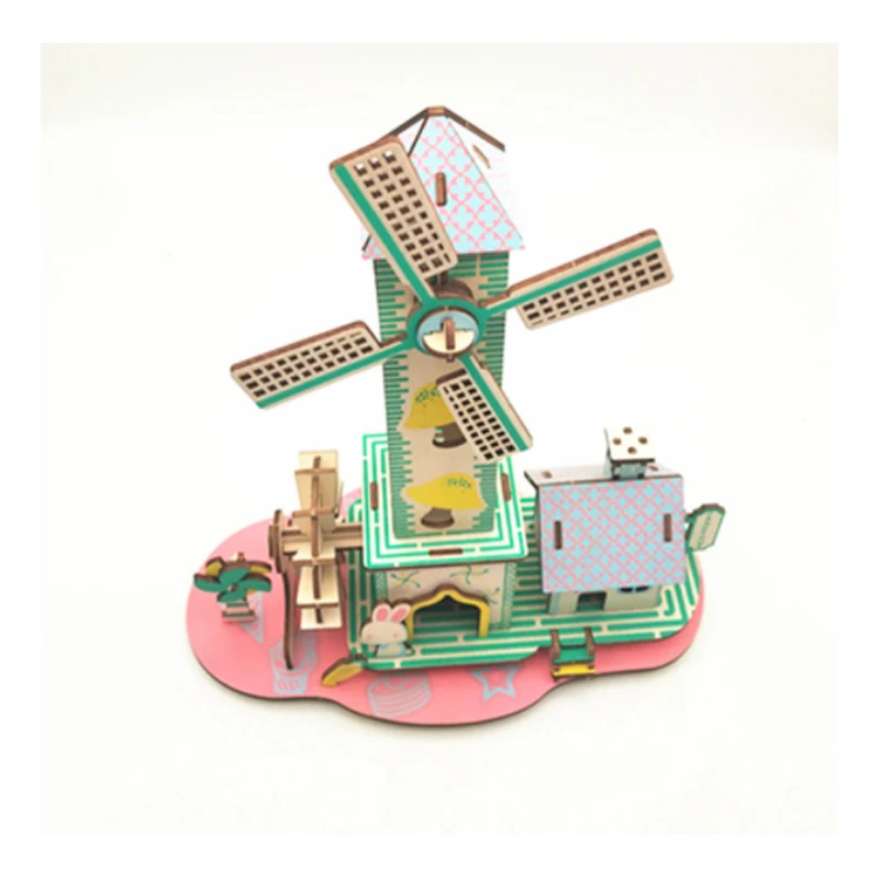 Diy Puzzle Drewniany Model Zabawki 3d Puzzle - Kids Heart Cottage Cartoon Drewniany Zestaw Puzzle Building Block Montaż Zabawka Dla Dzieci Prezent p25