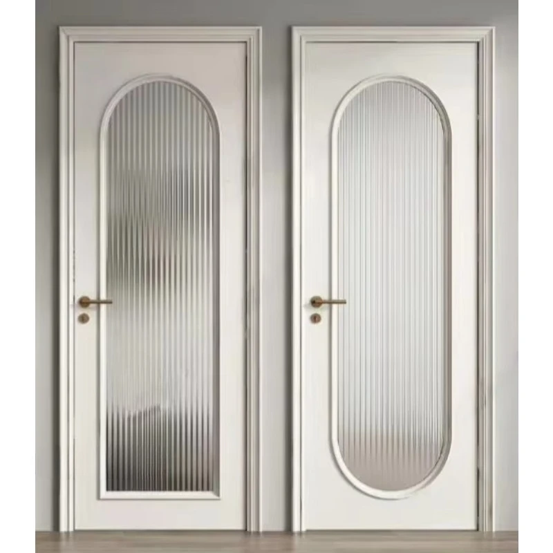 Modern farmhouse design style tempered glass high-end paint wooden door sound insulation, suitable for apartment