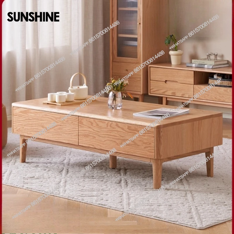

Simple and modern small apartment living room solid wood tea table oak small table