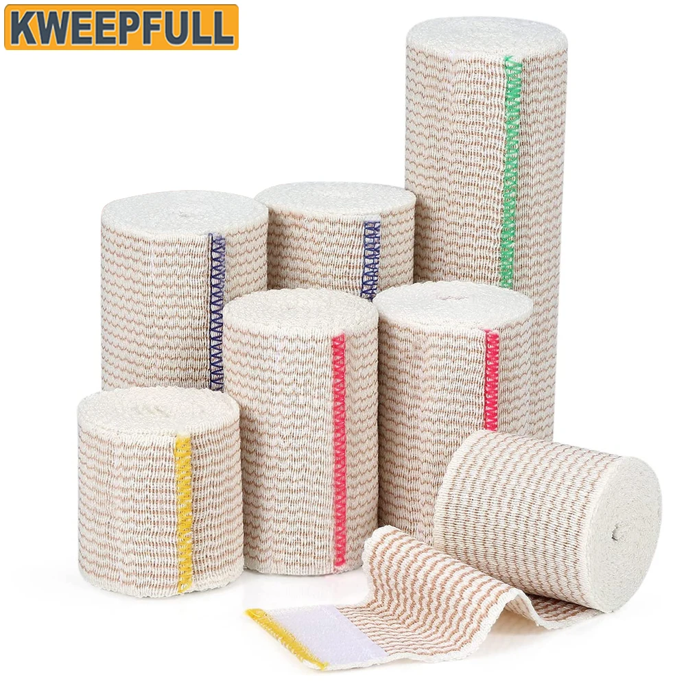 1Roll Premium Elastic Bandage Wrap - Self-Closing - Strong Compression Bandage Wrap - Waist, Thigh, Elbow, Knee Wrap