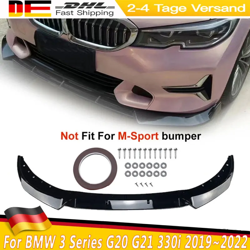 Paraurti anteriore Lip Spoiler Splitter Per BMW Serie 3 G20 G21 320i 325i 2019 ~ 2022 2021 Auto Paraurti Anteriore Spoiler Labbro Inferiore Splitter