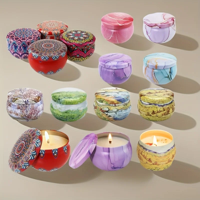4Pcs Candy Box Candle Tin Jars Empty Can- DIY Candle Making with Storage Case for Dry Spices and Sweets Christmas Decoration