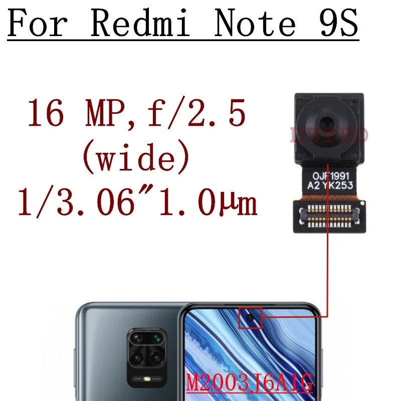 Front Rear Camera For Xiaomi Redmi Note 9S M2003J6A1G Frontal Selfie Back Main Ultrawide Macro Depth Camera Module