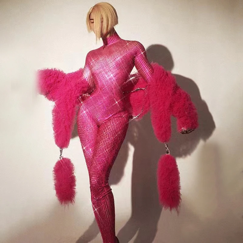 Gogo Tänzerin Kostüm Frauen Sexy Pole Dance Kleidung Drag Queen Outfit Grün Rose Rot Strass Stretch Overall Bar Dj Ds