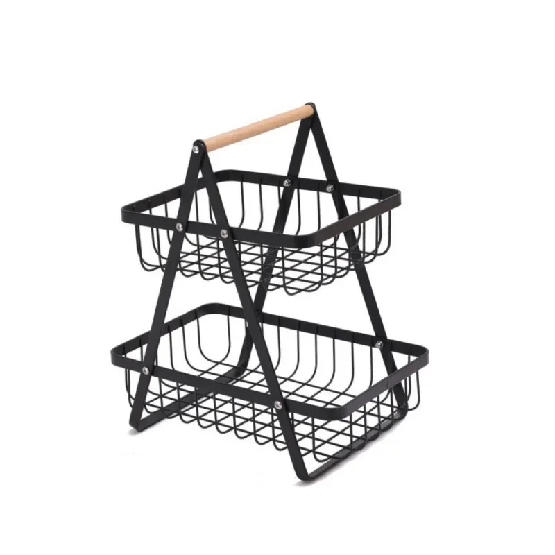 

Portable Double Layer Outdoor Shelf Kitchen Seasoning Wash Basket Snack Desktop Shelf