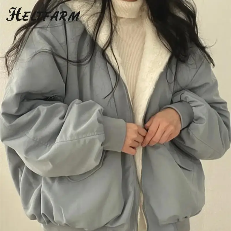 Winter Thicken Warm Parkas Women Oversize Double Sided Hooded Coat Ladies Fashion Casual Loose Zip Up Jackets