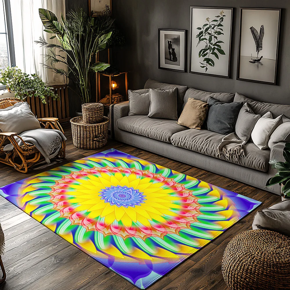 

Tuniu Vibrant Psychedelic Colorful Flower Rug Mat for Home Decor Living Room Bedroom
