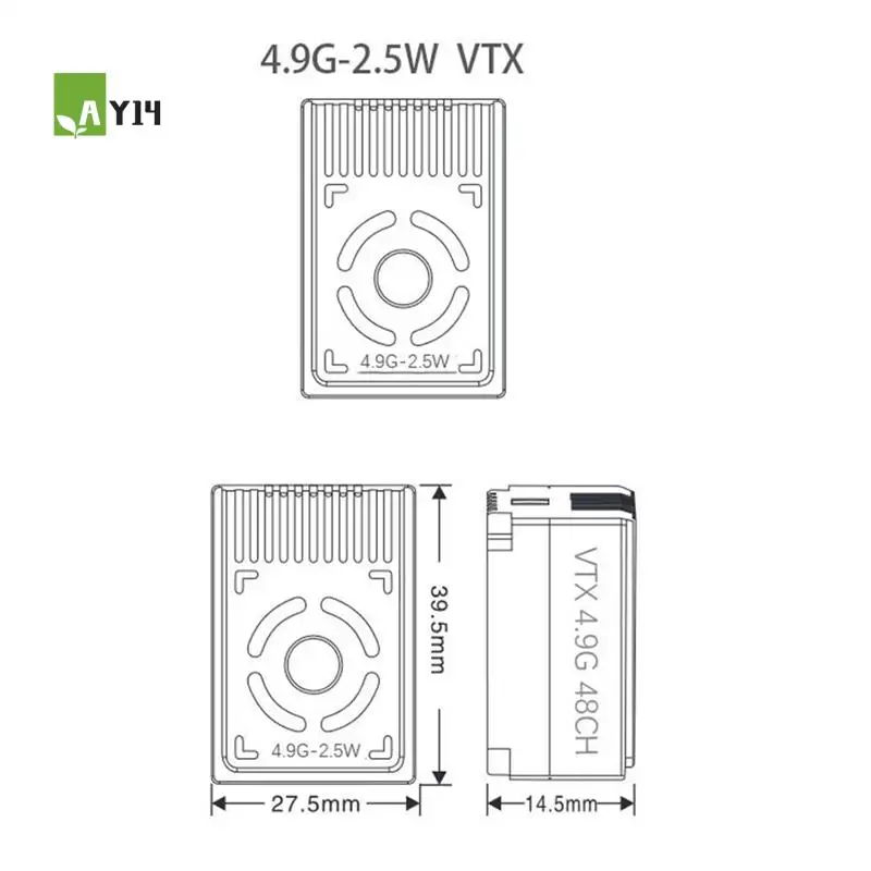

AY14 -2.5W VTX High-Power FPV VTX Video Transmitter 25Mw/400Mw/800Mw/1600Mw/2500Mw For RC Long Distance Traversing Drones