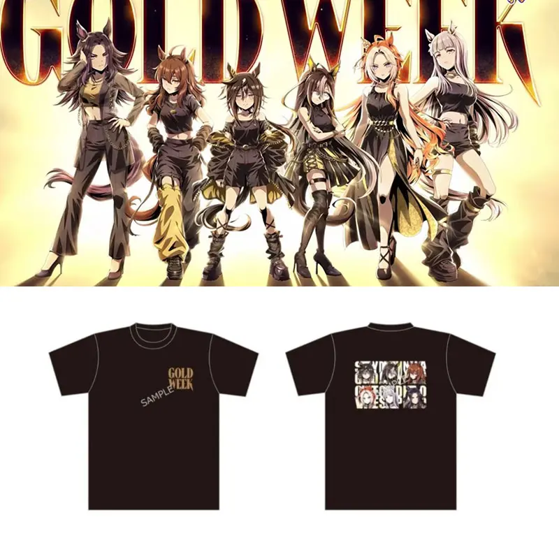 Uma Musume Pretty Derby GOLD WEEK Graphics T-shirt Short Sleeve Street Hip Hop Fashion T-shirts Casual Oversized Cosplay Tees