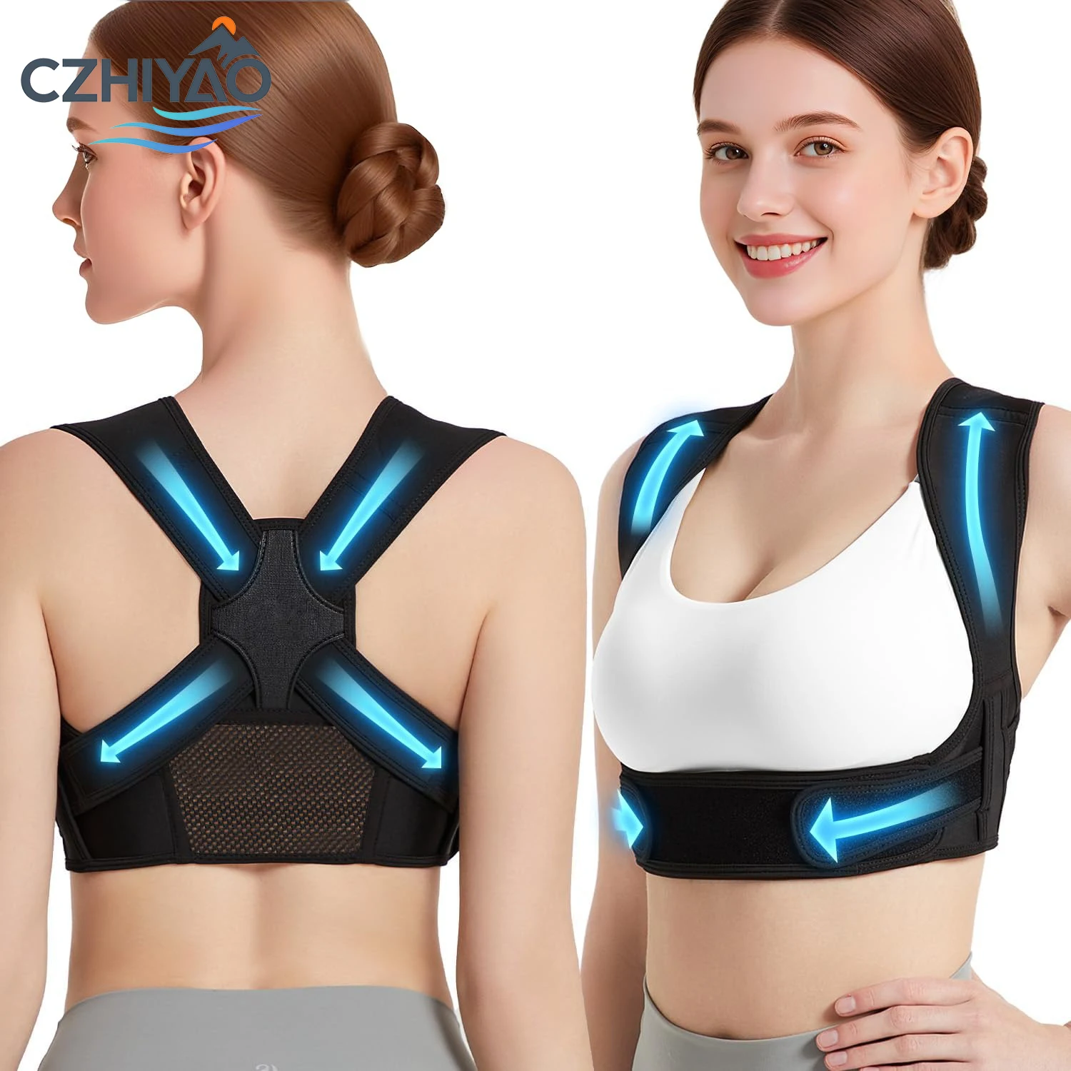 

CZHIYAO Posture Corrector for Women,Adjustable Back Support with Shoulder Brace,Back Straightener and Pain Relief for Men