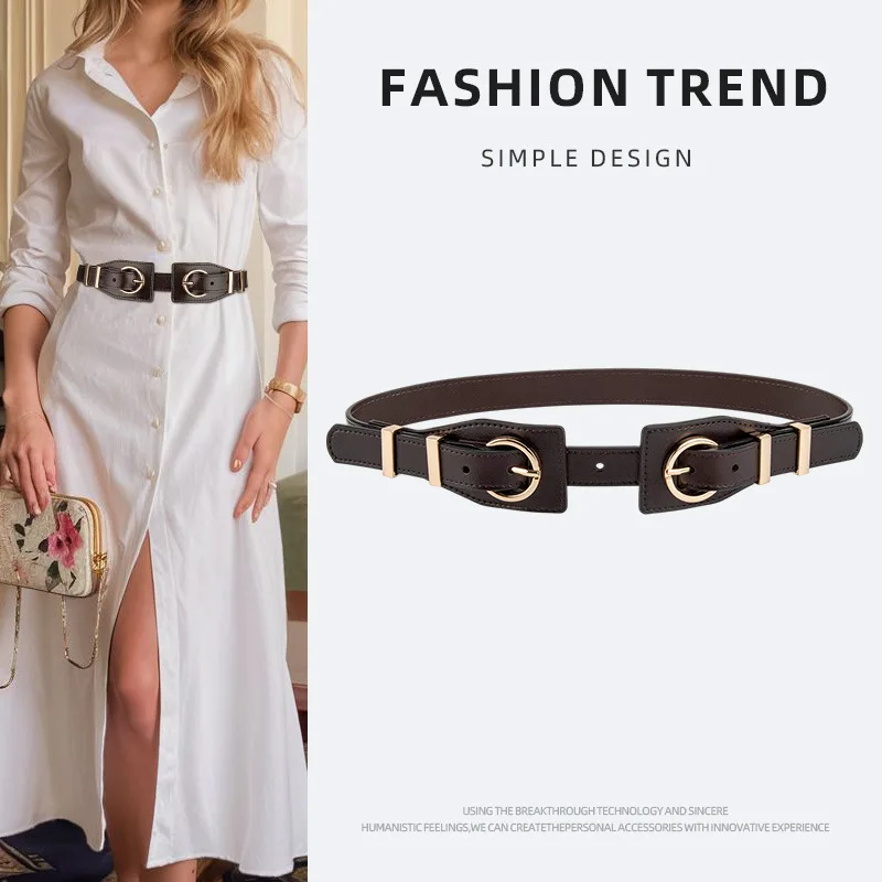 

Genuine leather women's belt, fashionable dress suit decorative wide belt, high-end niche belt