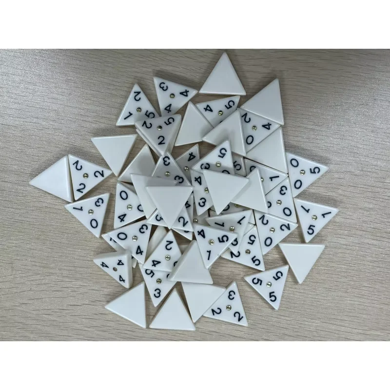 56-piece Triangle Domino Game Set - Recreational and Educational Melamine Puzzle and Intelligence Development Triangular Tiles