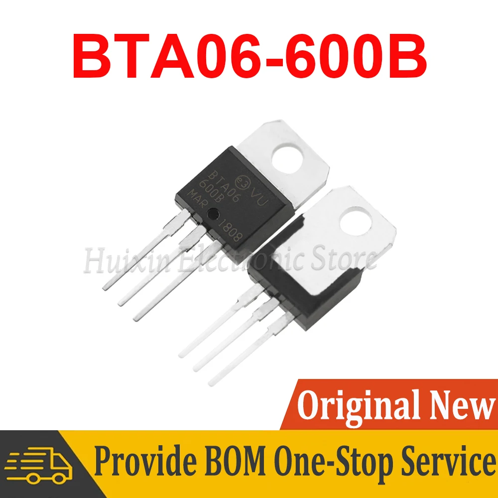 5pcs BTA06-600B BTA06-600 TO-220 06-600B Triac 6 Amp 600 Volt 6A 600V New and Original IC Chipset