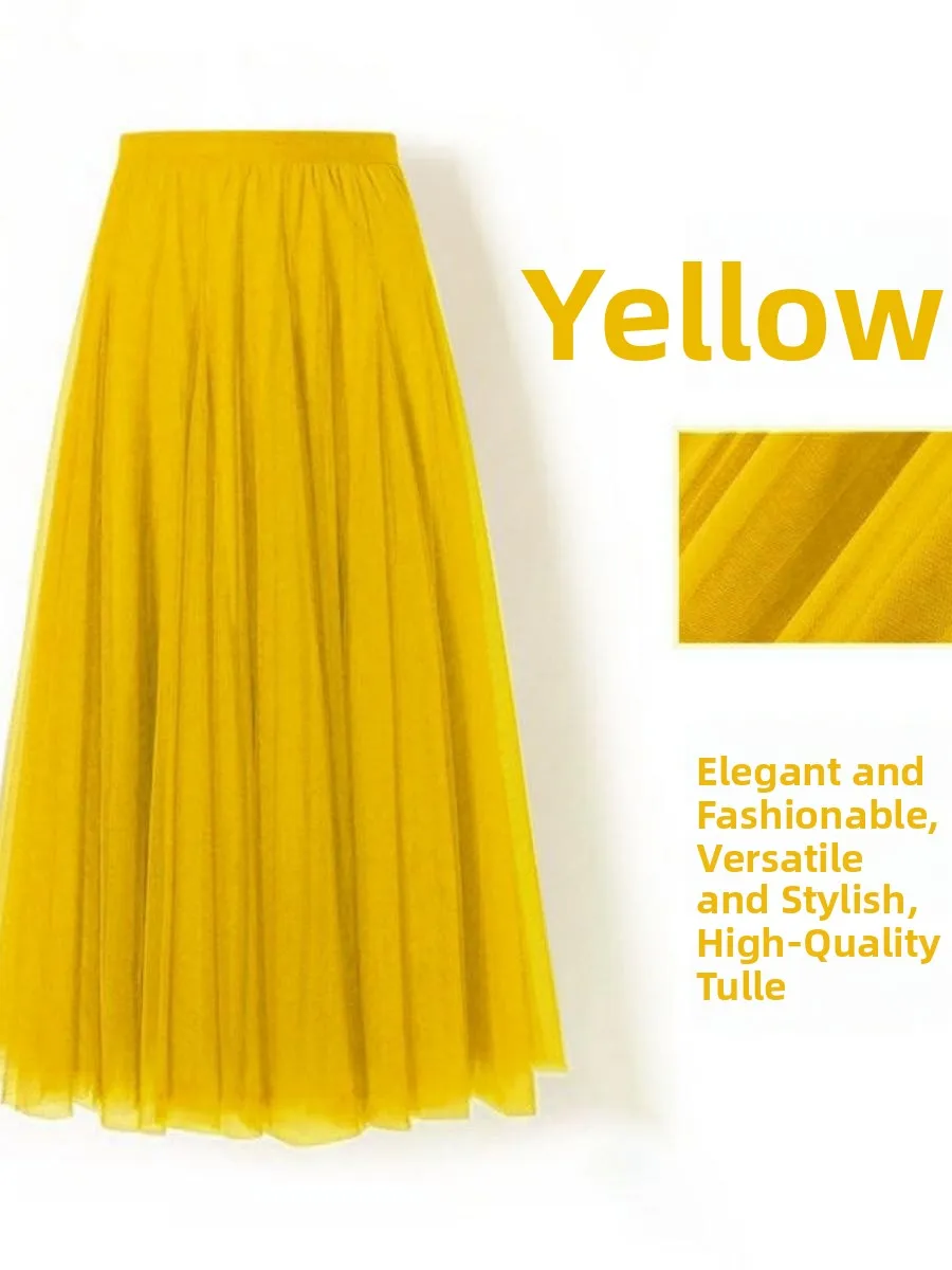 Yellow Me Fairy Skirt A-Line Midi Dance Skirt 360 Deee Flared Skirt High Waist Fairy Skirt for Women Summer Season