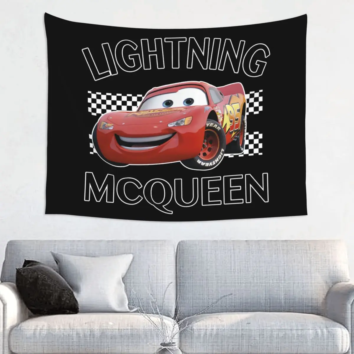 Custom Lightning McQueen Anime Hippie Tapestry for Living Room Dorm Decoration Tapestries Home Decor