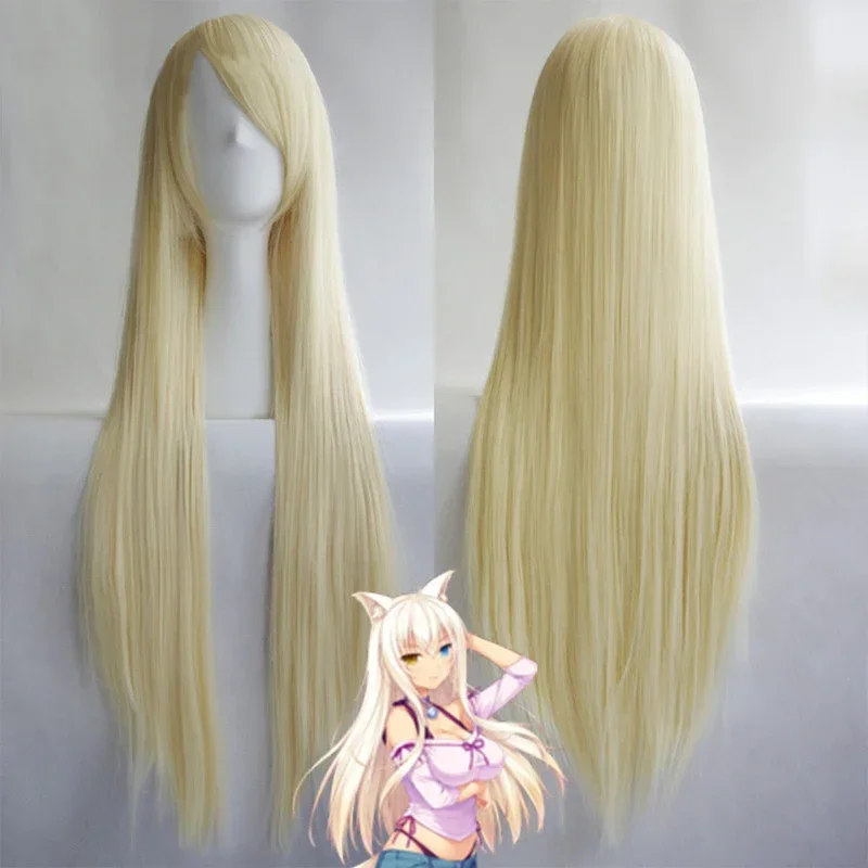 Gra Anime Nekopara peruki kokosowe jasny blond peruka do Cosplay żaroodporne na włosy