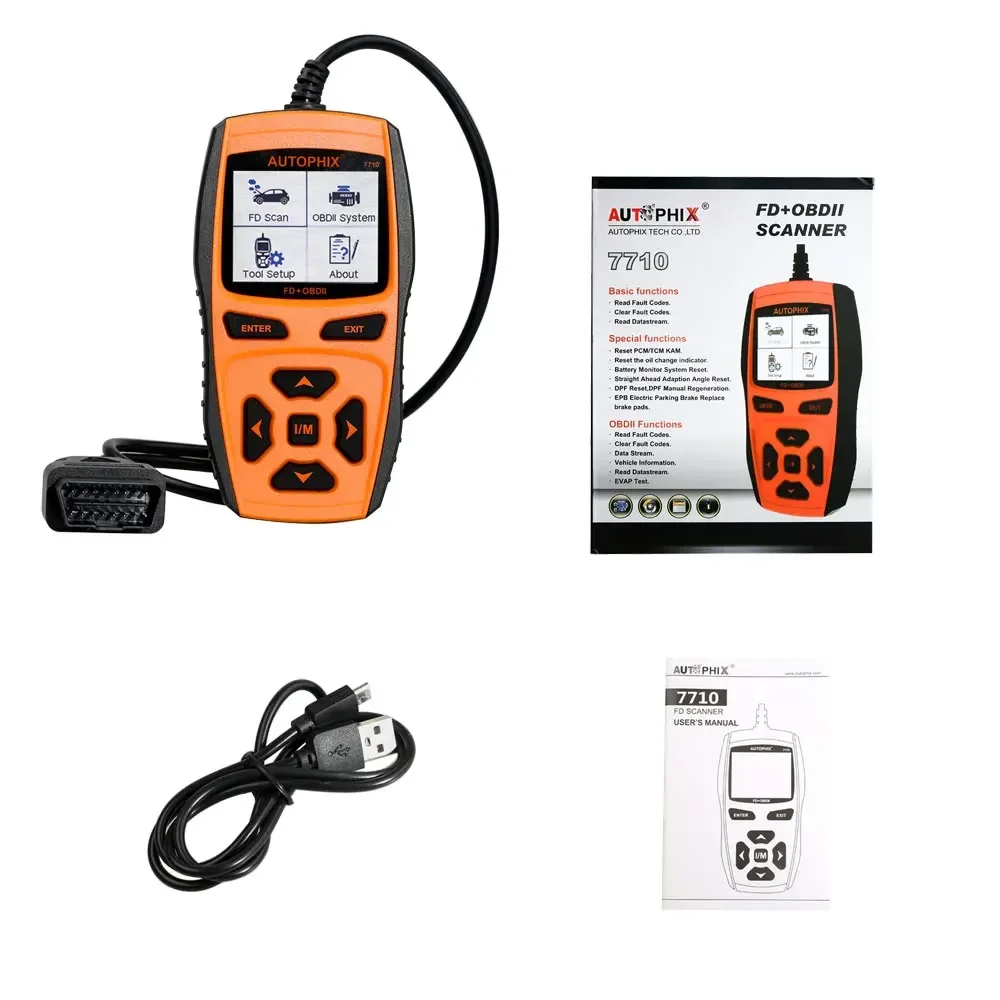 Autophix 7710 for Fo-rd EPB DPF ABS SRS Oil FD+OBDII Multi Scan Tool Support English French German Spanish