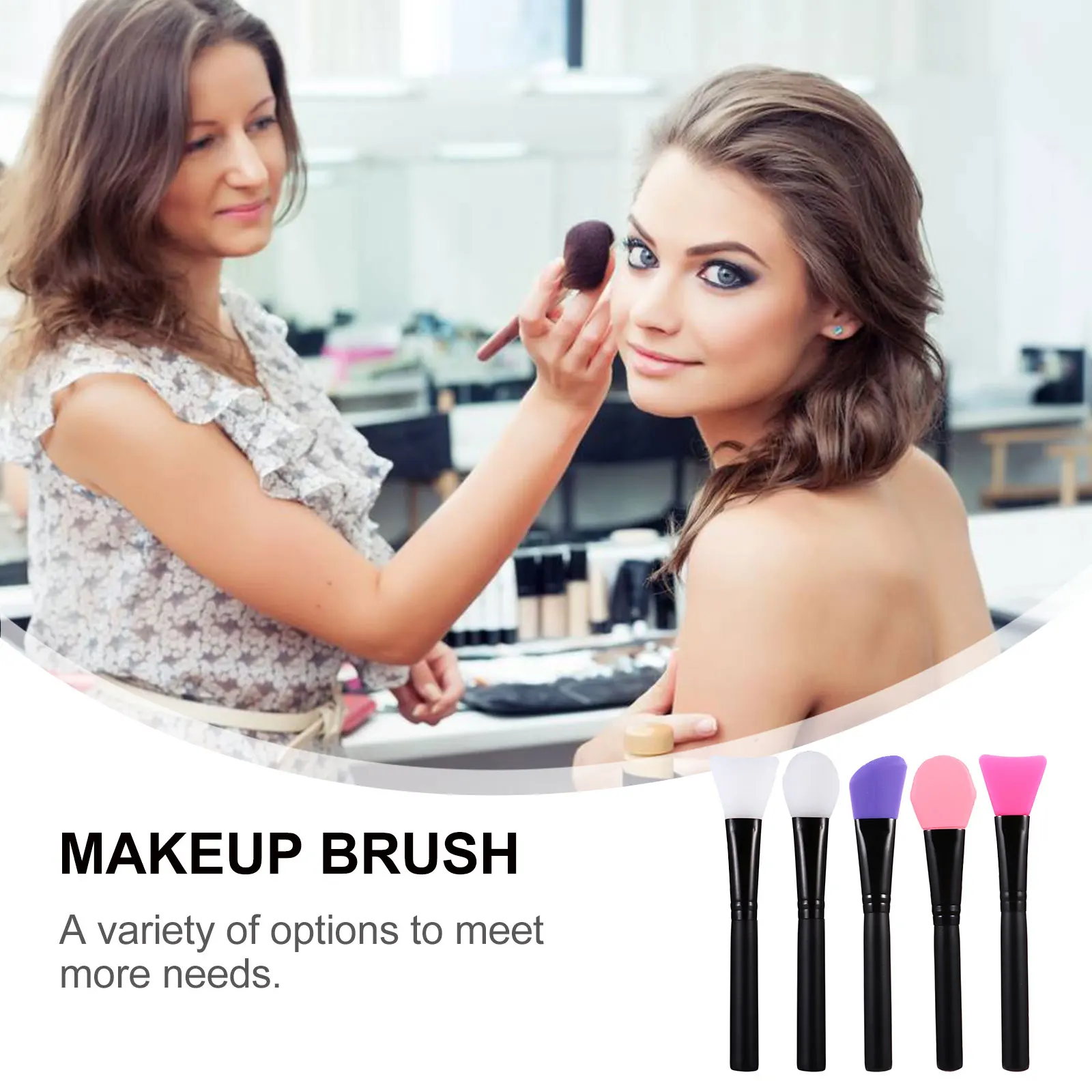 

5pcs Silicone Face Mask Brush Wooden H for Applying Mud Mask Body Lotion Butter Skincare Tools Makeup Brush Portable