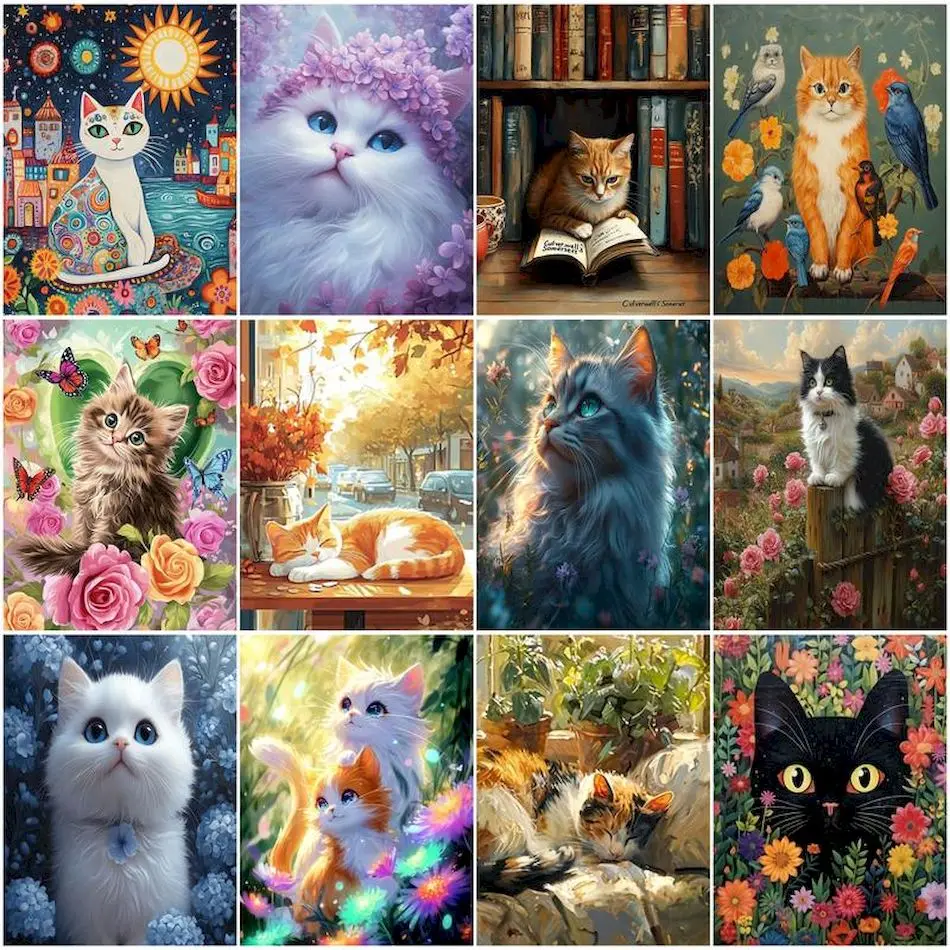 

RUOPOTY Painting By Numbers With Canvas Frame Animals cats Crafts Acrylic Paints Handmade Digital Oil Paintings Wall Art Picture