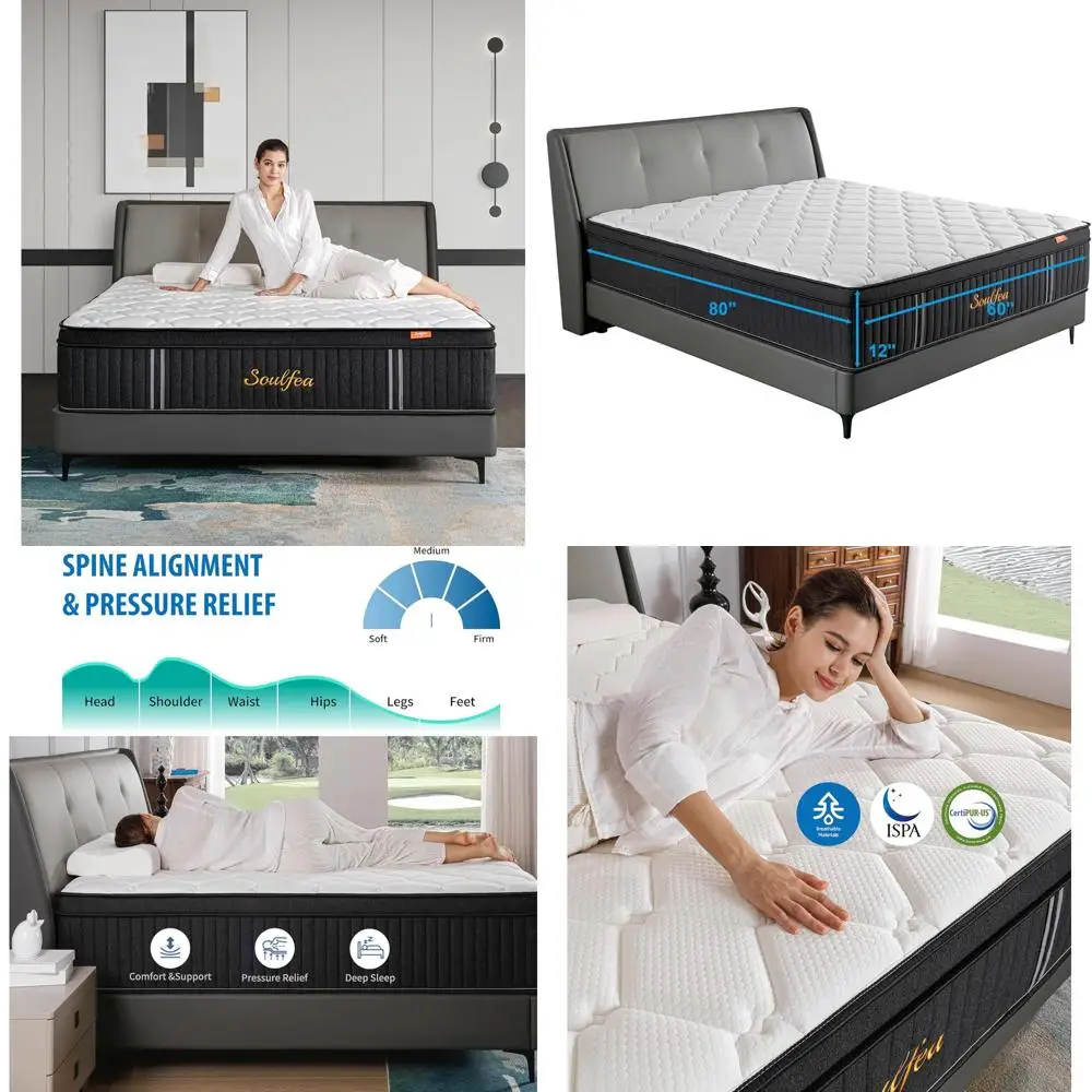 

12 Inch Queen Size Memory Foam Hybrid Mattress - Black Box Edition for Enhanced Support and Sleep Quality