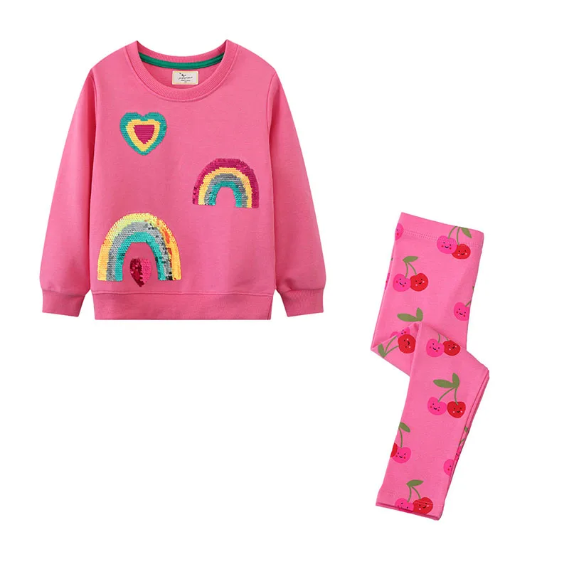 Jumping Meters Rainbow  Sweatshirts + Leggings Children\'s Clothing Sets Autumn 2 Pcs Suit Kids Outfits Long Sleeve Sets Outfit