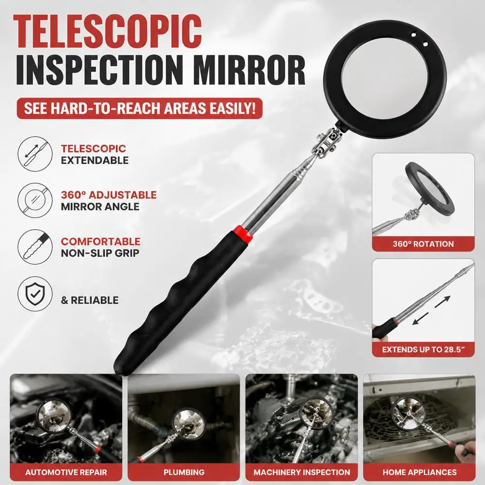 Universal Detection Folding Mirror 360° Rotating Reflector Auto Repair Tool Accessory Telescopic Bottom Inspection Mirror