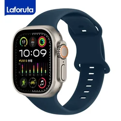 Soft Silicone Waterproof Strap for Apple Watch Ultra2 Band 49mm 45 41 Women Men Rubber Sport Wristband for iWatch SE Series 9 8