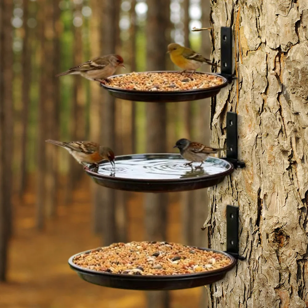 

Weather Resistant 3 Pack Tree Mounted Bird Feeder and Bath with Foldable Space Saving Design for Outdoor Garden