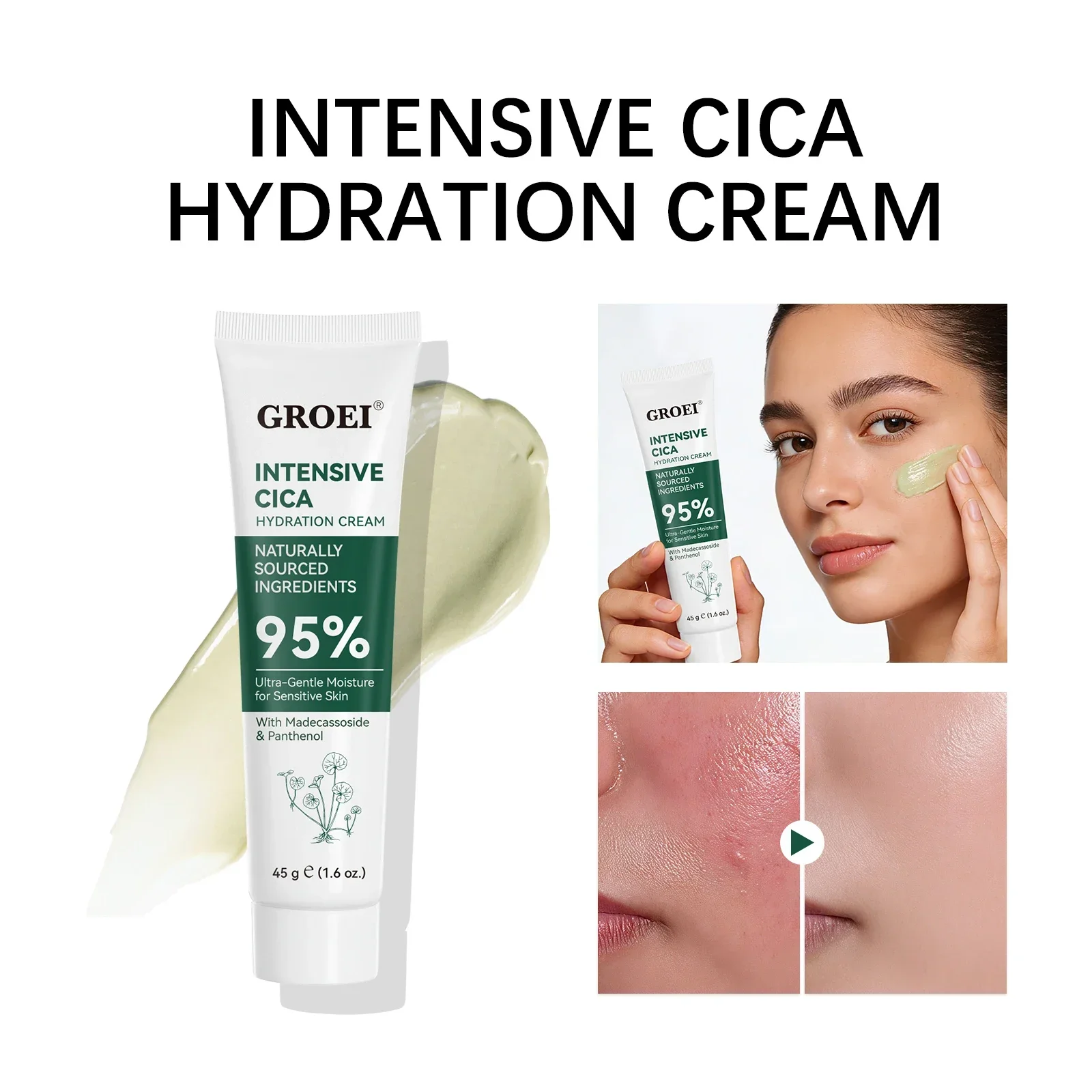 GROEI Snow Grass Moisturizing Cream 45g Nourishing Face Lotion Hydrating Skin Barrier Repair Dryness Relief Glow Care