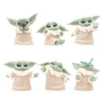 6 figurek Yoda Baby Star Wars Mandalorian do auta, ozdoby na hračky 10 nejlepší prodej Autopříslušenství Yoda - №5
