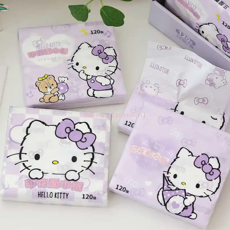 Nuovo disponibile Hello Kitty tessuto per il viso cartone animato stampato piccola borsa di carta velina per un facile trasporto acqua assorbire ammorbidire la pelle