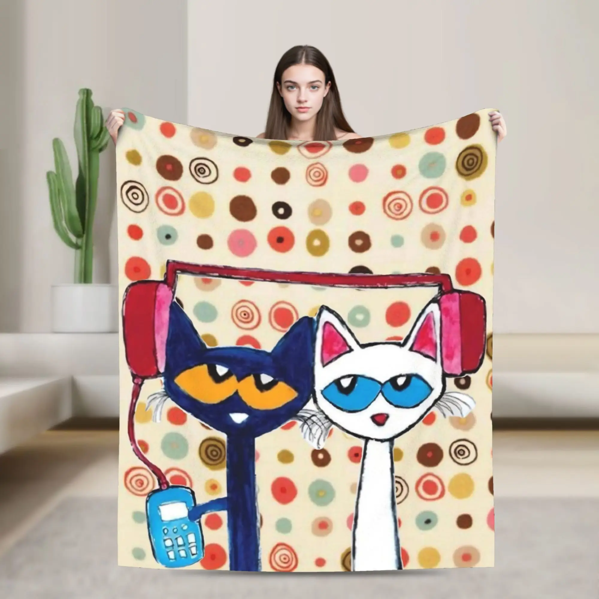 Pete The Cat Cartoon Blanket Velvet Summer Air Conditioning   Multifunction Super Soft Throw Blanket for Bedding Couch Rug Piece