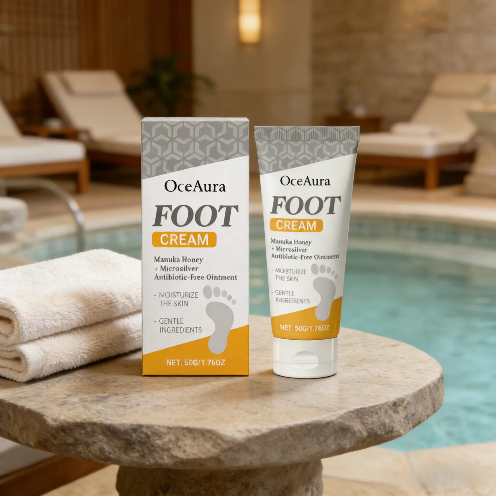 OceAura Moisturizing Foot Cream Exfoliating Softening Skin Repair Soothing Fast Absorbing Non Greasy Gentle Cracked Heel Cream