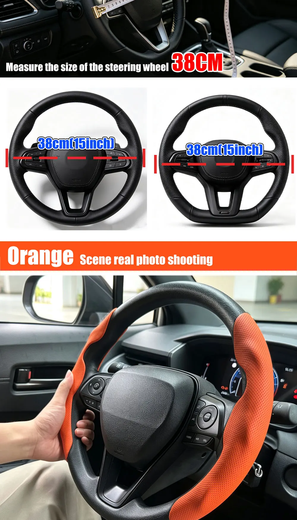 2PCS Auto Lenkrad Abdeckungen Booster Micro Faser Leder Auto Innen Dekorative Zubehör Glänzend Carbon Faser Aussehen – Detail 2