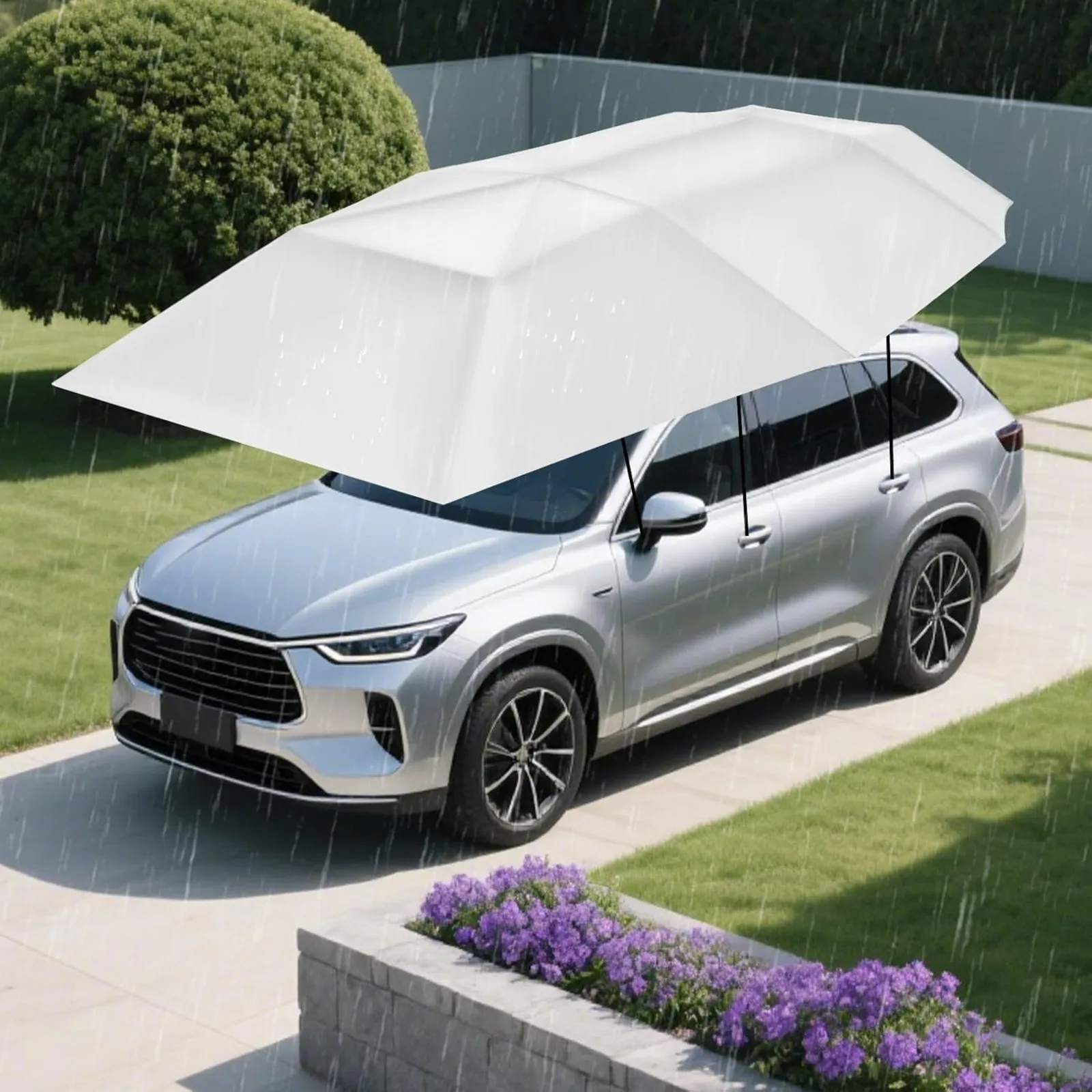 Semi Automatic Car Umbrella for Roof, Car Canopy Cover with Hydraulic Assist, UPF30+ Sun/Rain/Wind Proof, Folded Cars Sun Shade Movable Canopy for Sunroof Cars