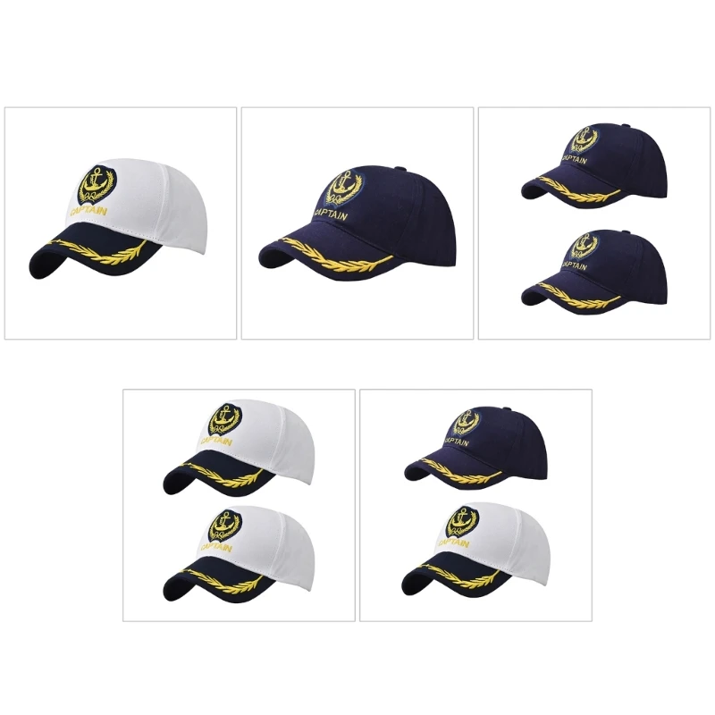 N7YF 2Pcs Embroidered Captain Baseball Cap with Cotton Adjustable Design for Casual Wear, Travel Days, Outdoor Use, Party Looks