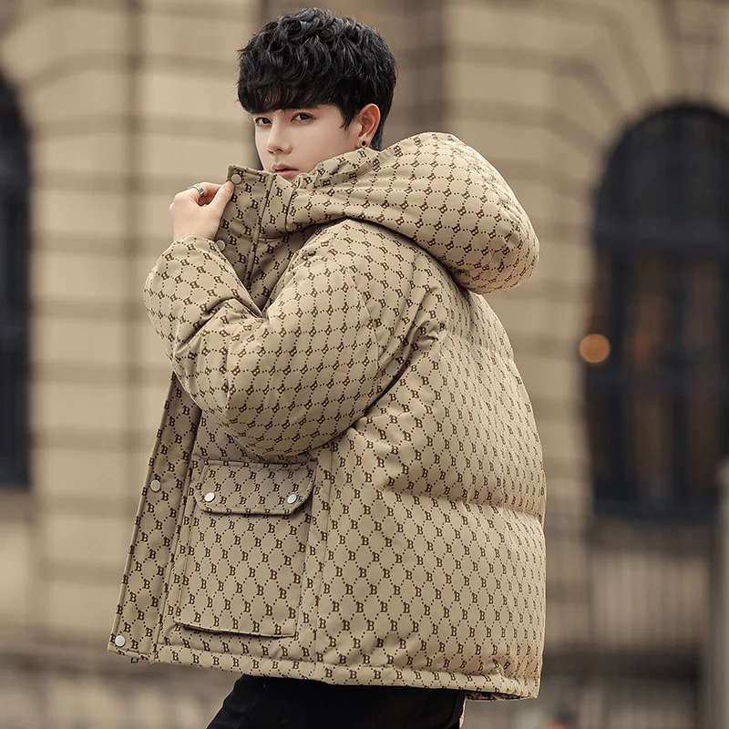 Doudoune à Capuche en Duvet de Canard Blanc pour Homme et Femme, Manteau Chaud et Épais avec Lettres Imprimées, Mode Hiver 2022