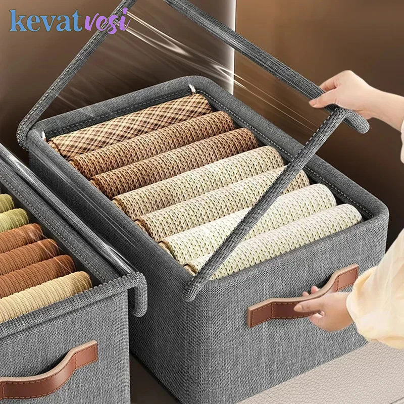 Foldable Clothes Storage Box Wardrobe Organizer with Steel Frame Toys Storage Box Cabinet Container Drawer Closet Organizer