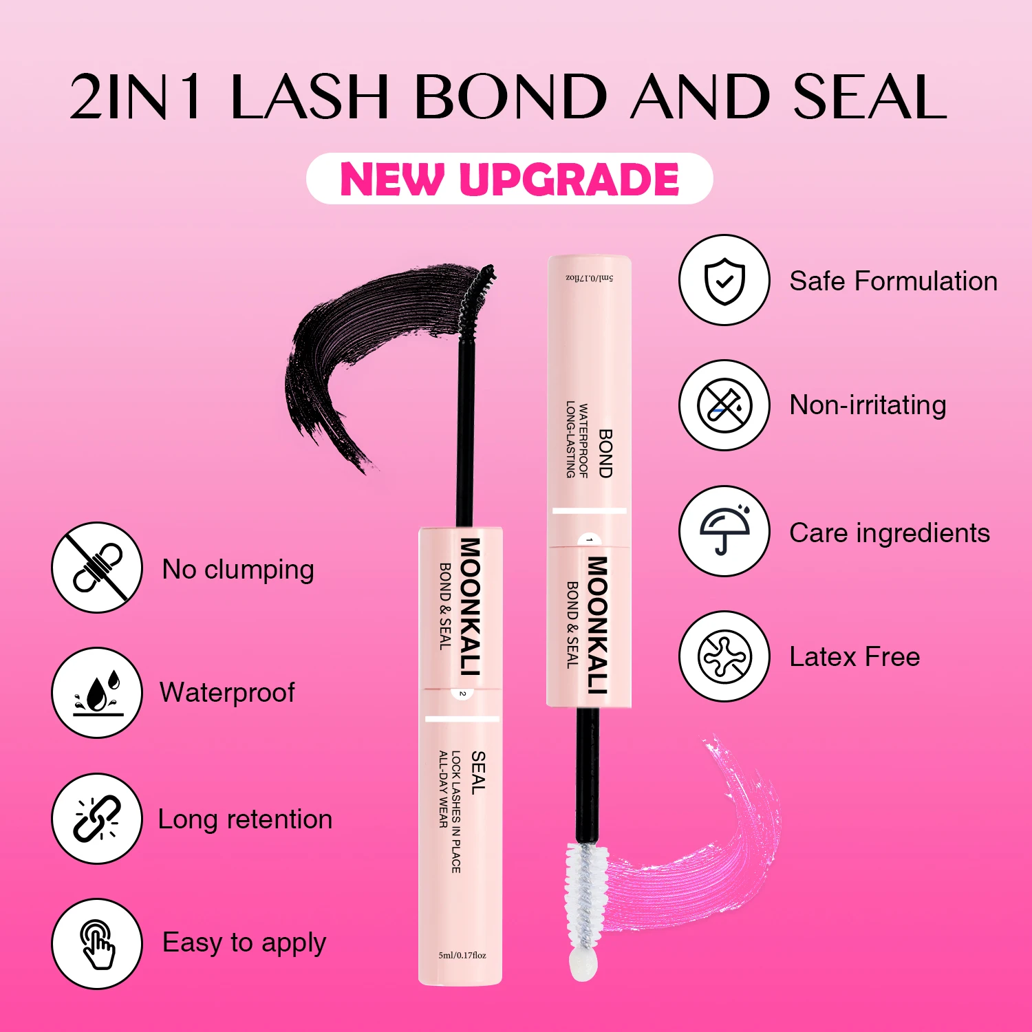 MOONKALI Zestaw do samodzielnego przedłużania rzęs, rzęsy pojedyncze, rzęsy objętościowe, zestaw mieszany, pełny zestaw rzęs z klejem i utrwalaczem, do makijażu w domu