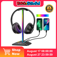 New Bee Z8 Headphones Stand RGB Gaming Holder with 2 USB Ports Desk Headset Cool Display Holder Non-Slip Rubber Base for Gamer