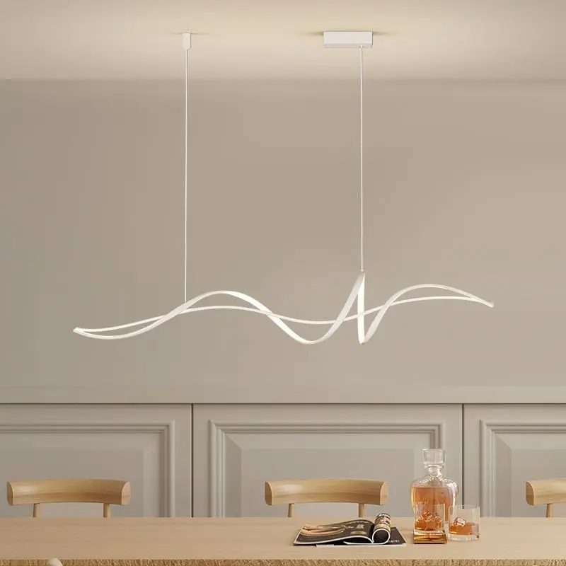 

Minimalist Creative Designer Italian Minimalist Long Strip LED Pendant Light Metal Acrylic Lighting Fixture for Bar Table