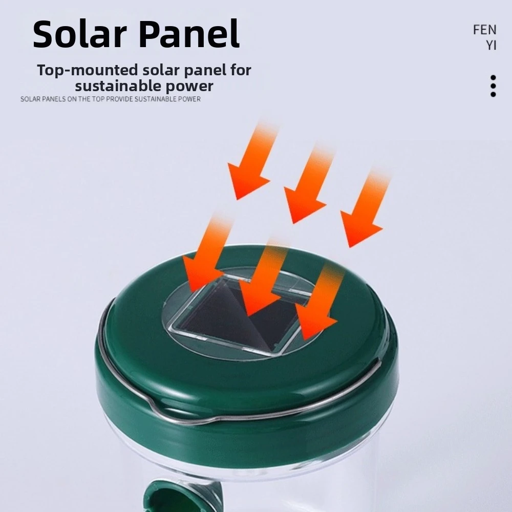 New Solar Powered Wasp Trap Box PP Reusable Bee Trap Bottle Transparent Hanging Fly Traps Case Outdoor Use