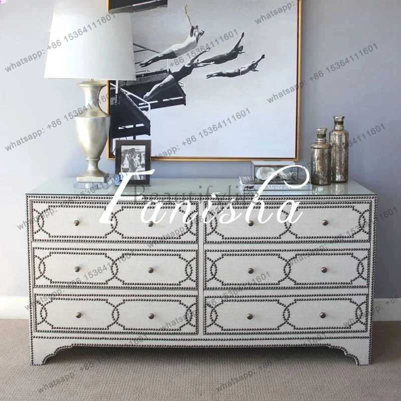 American art solid wood chest modern simple chest of drawers storage